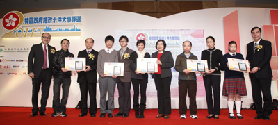 Mr. Kit Szeto (1st from left) with the 2nd prize winners after announcing the results.